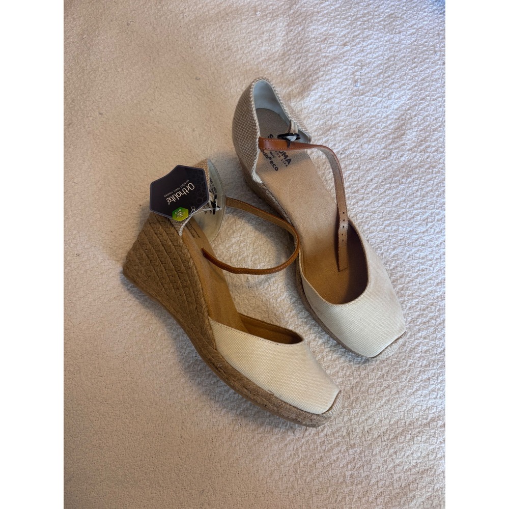 Sonoma Goods For Life Gooseberry Natural Espadrille Wedge Sandals Womens 9 NEW